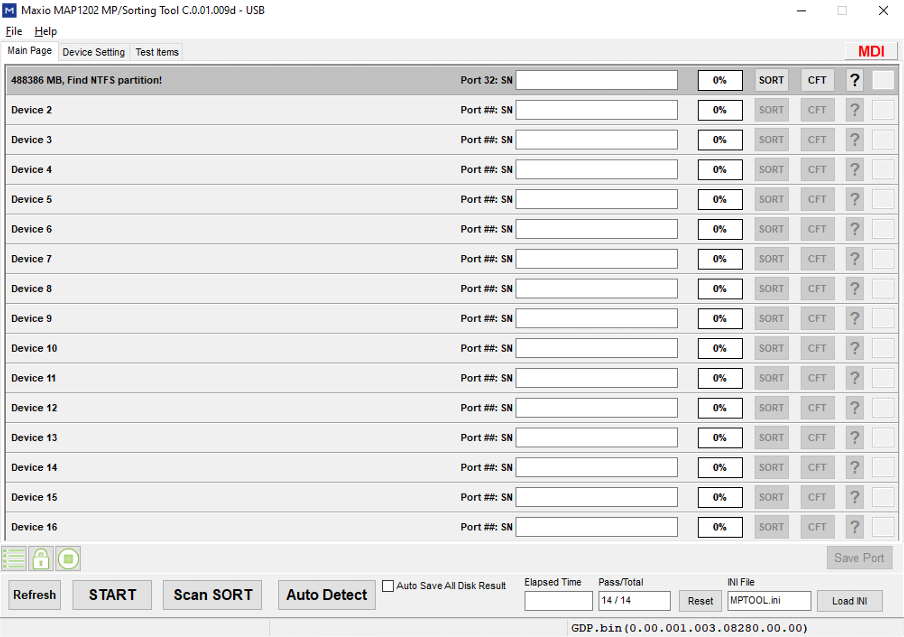 MAP1202 Test items configuration