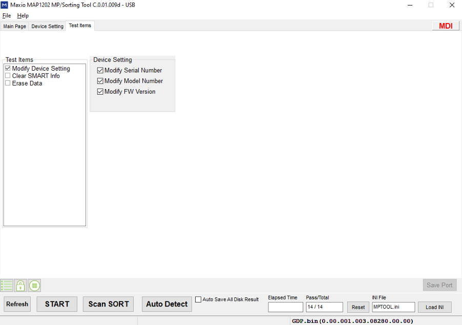 MAP1202 Device Setting page